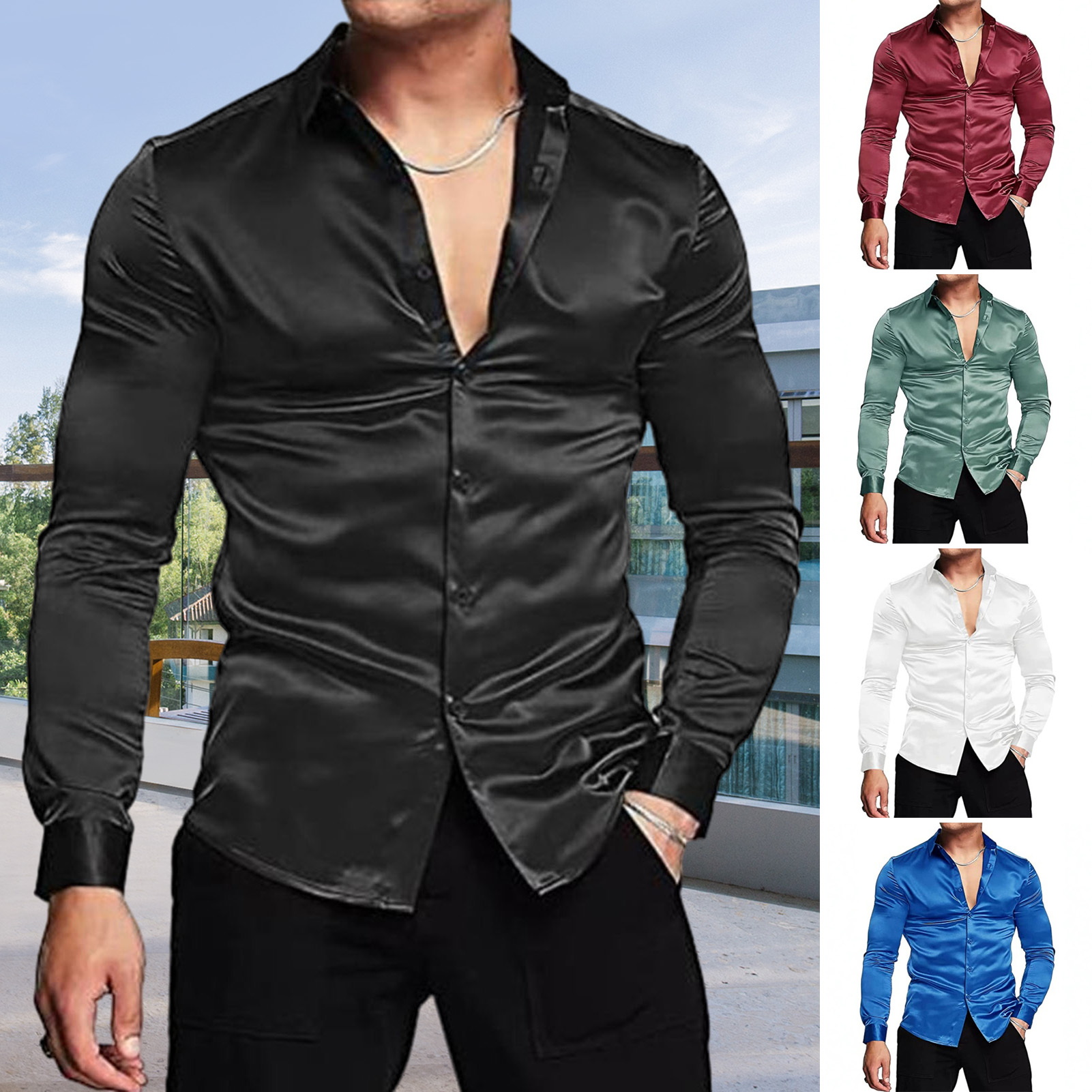 Pink Silk Satin Luxury Dress S - đánh giá và giá Mens Satin Silk Dress Shirt
