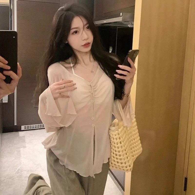 Sheer Flare Sleeve Blouse - Y2 - đánh giá và giá Shirts
